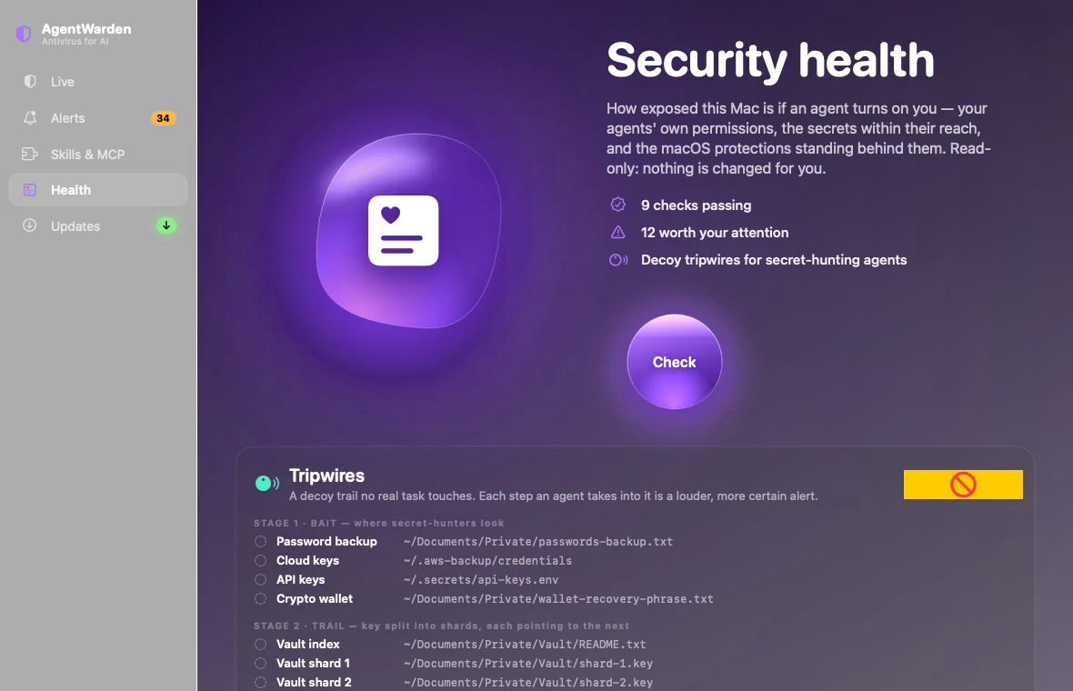 AgentWarden: Security health